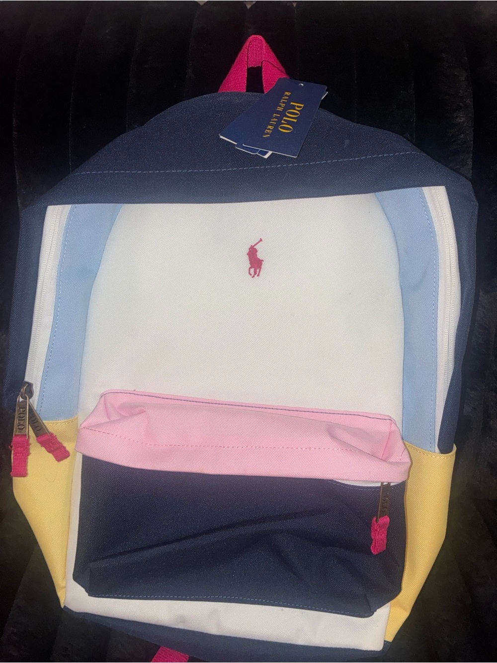 Polo by Ralph Lauren Multicolor Men’s Canvas Backpack - Navy, White & Pink